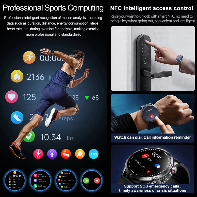 Reloj Inteligente con Airbag para Presión Arterial Precisa, ECG y NFC
