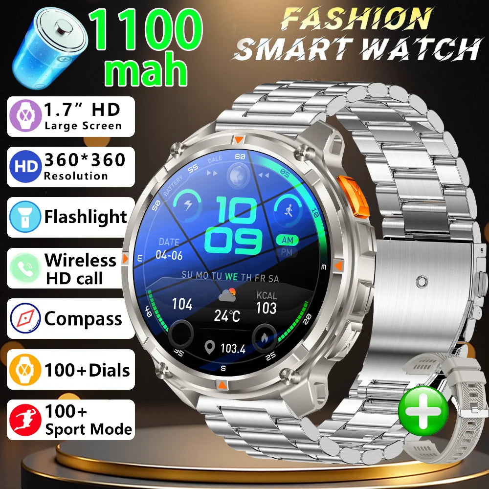 Reloj Inteligente HT33 con Linterna LED, Batería 1100mAh y Llamadas Bluetooth