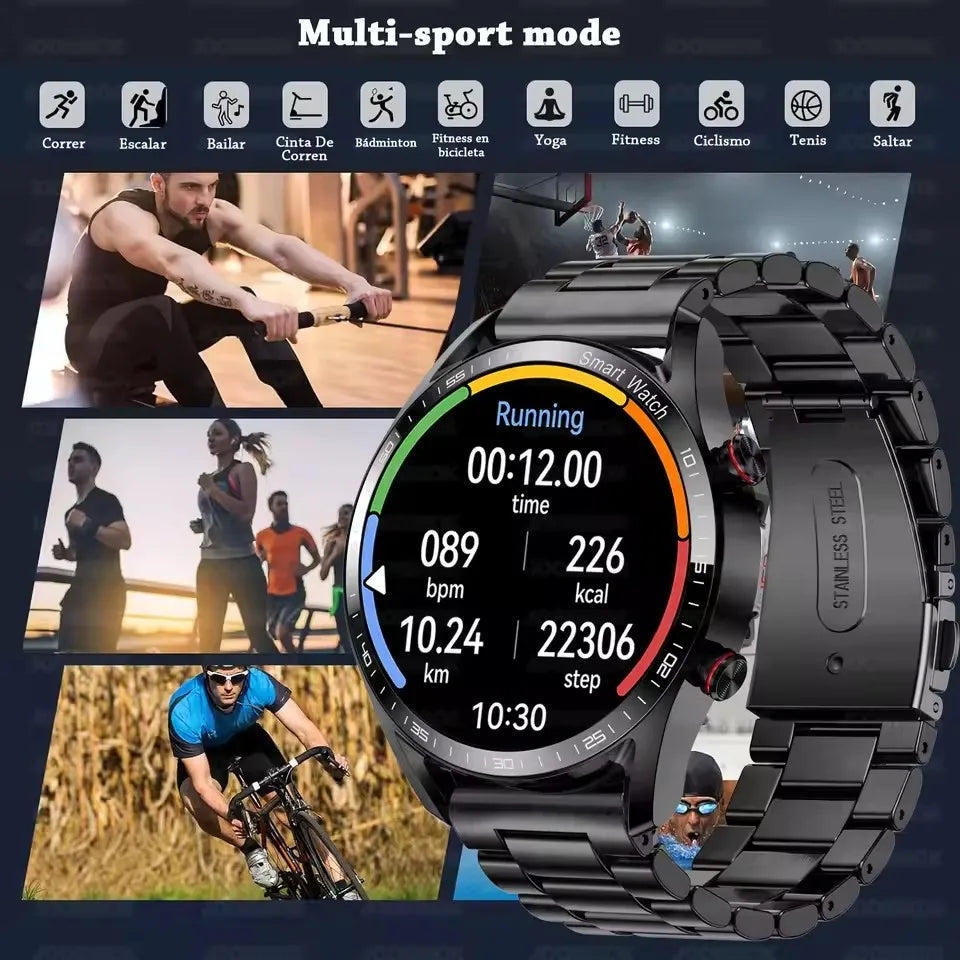 ECG + PPG Bluetooth llamada reloj inteligente hombres láser salud presión arterial Fitnes relojes deportivos hombre deportes impermeable Smartwatch + caja