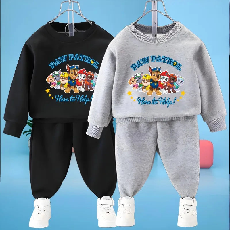 PAW Patrol-Conjunto de sudaderas con capucha para niños, Jersey informal y pantalón de chándal, traje de dos piezas, chándal deportivo para niño, primavera y otoño