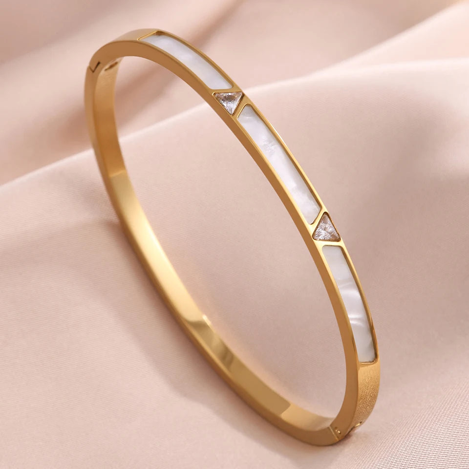 ZAKOL, 5 uds., pulseras apilables de acero inoxidable de Color dorado, pulsera apilable resistente al agua con circonita brillante, joyería de moda para mujer