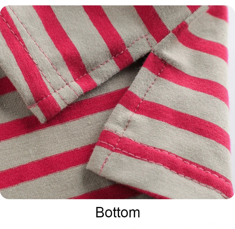 Polo de Algodón de Manga Larga a Rayas para Mujer