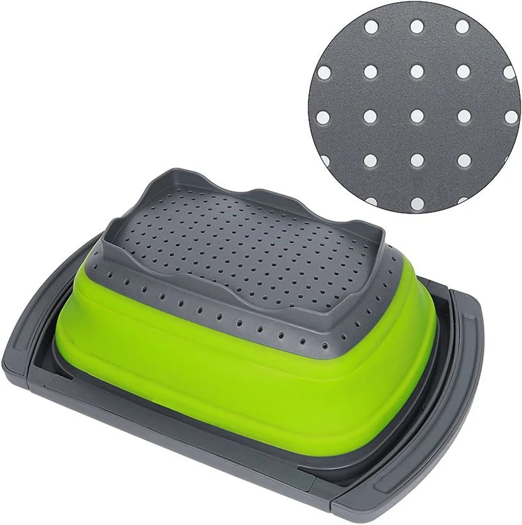 LMETJMA Colador plegable con asas extensibles Colador colador sobre el fregadero coladores de frutas y verduras coladores JT40