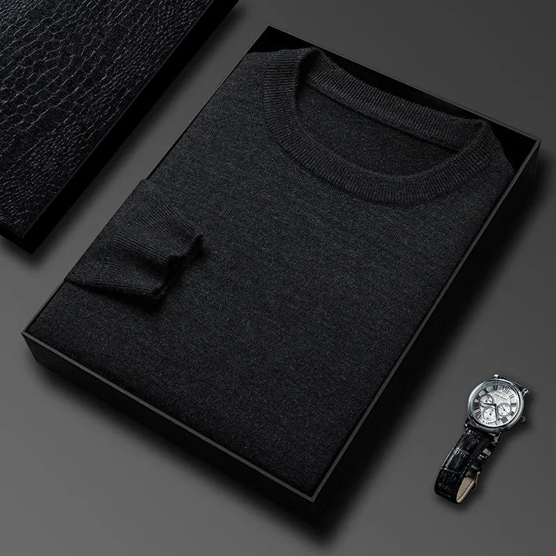 2025 nuevo suéter Casual para hombre, suéter tejido de manga larga con cuello redondo, Top versátil de moda con patrón de diamante