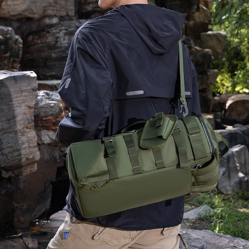 Mochila de pesca súper grande de 42L con asiento de poste |   correa de hombro acolchada |   camping, senderismo, almacenamiento de aparejos de pesca, entusiastas al aire libre