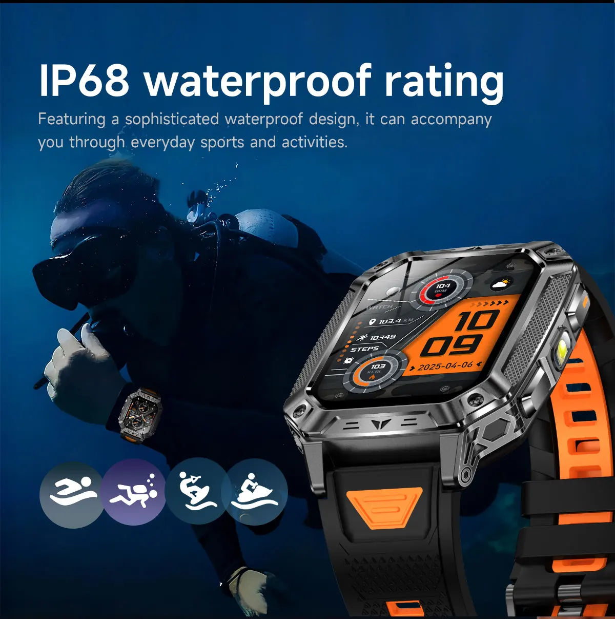 Reloj Inteligente AMOLED con GPS y Bluetooth Hombre