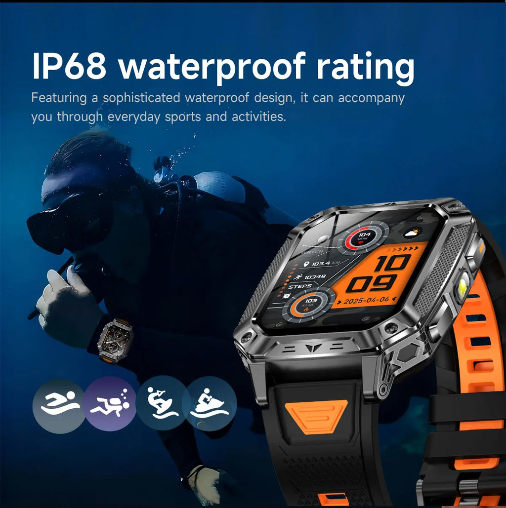Nuevo Reloj Inteligente Militar TANK Ultra PRO 2026 para Hombre, Batería Grande de 1400mAh, Linterna, GPS, Resistente al Agua 10ATM, Llamadas Bluetooth, Reloj Deportivo Inteligente