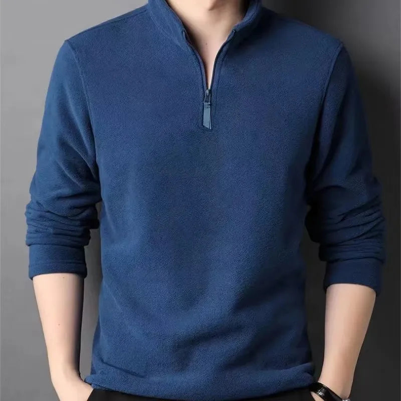 Buzo de Cuello Alto Antipilling para Hombre | Ajustado, Color Sólido