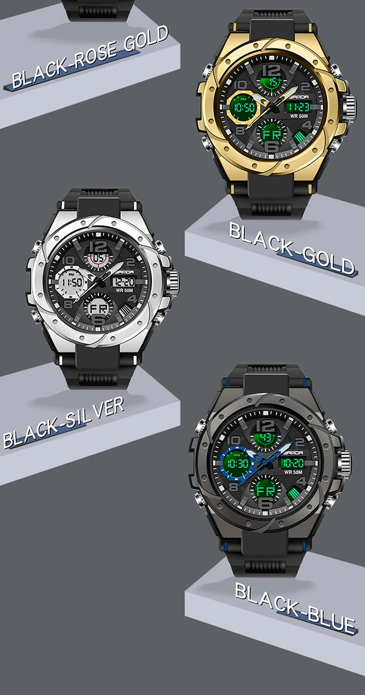 Reloj Militar SANDA Digital LED Doble Pantalla para Hombre