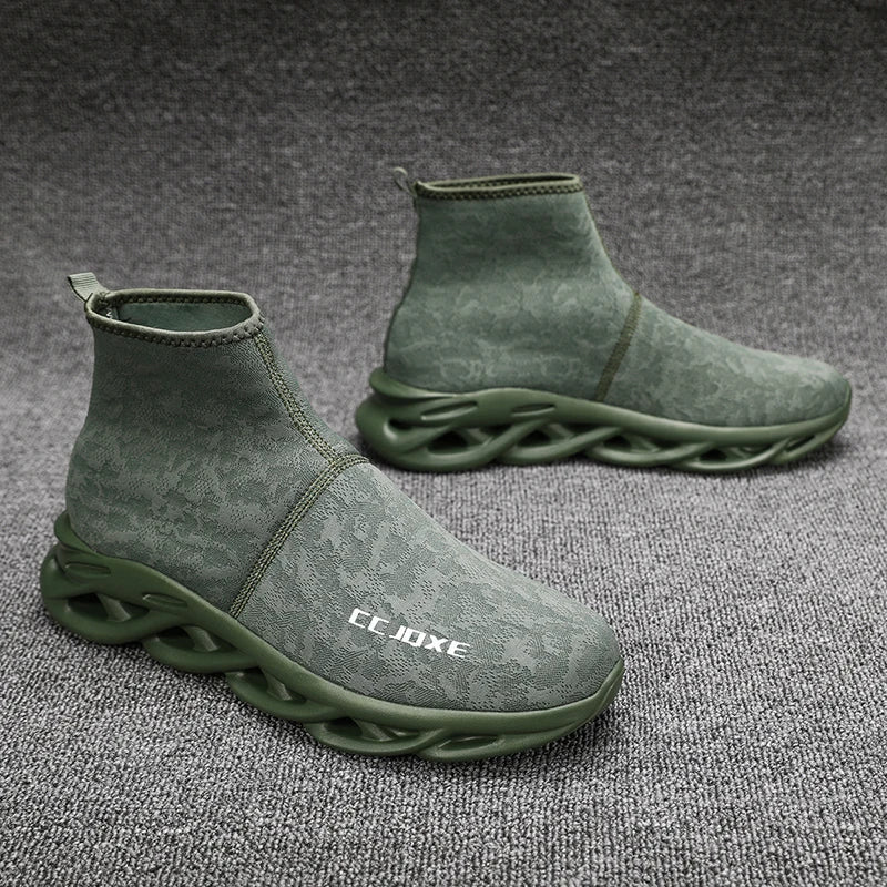 Zapatos informales transpirables para hombre, zapatos tobilleros antideslizantes a la moda para caminar al aire libre, zapatillas de deporte para hombre, zapatillas sin cordones con aumento de altura