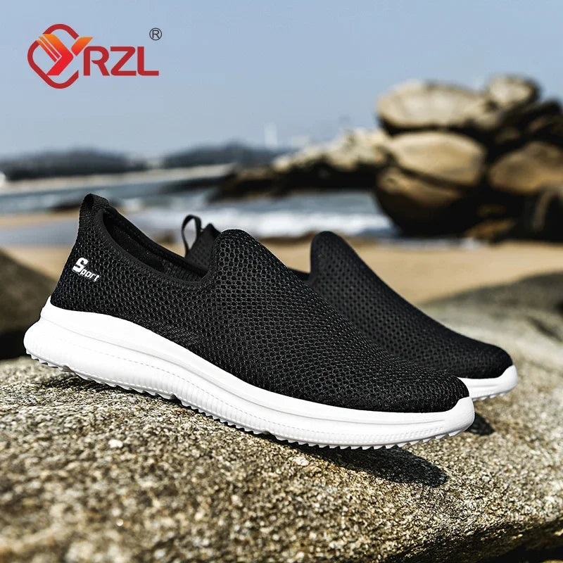 YRZL Zapatillas de deporte para hombre, zapatos informales transpirables Unisex, mocasines de malla antideslizantes para exteriores, zapatos de tenis ligeros a la moda para hombre
