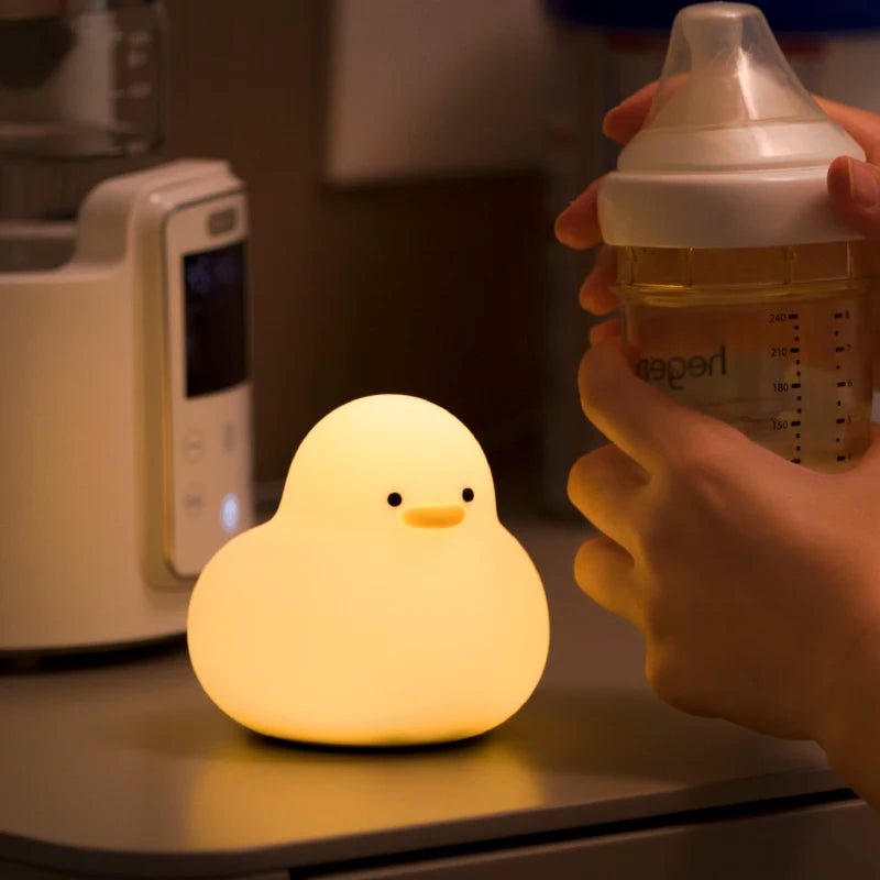 Bonita luz nocturna de pato, lámpara LED Kawaii, luz nocturna recargable por USB, lámpara nocturna táctil para habitación, artefacto de descompresión para protección ocular