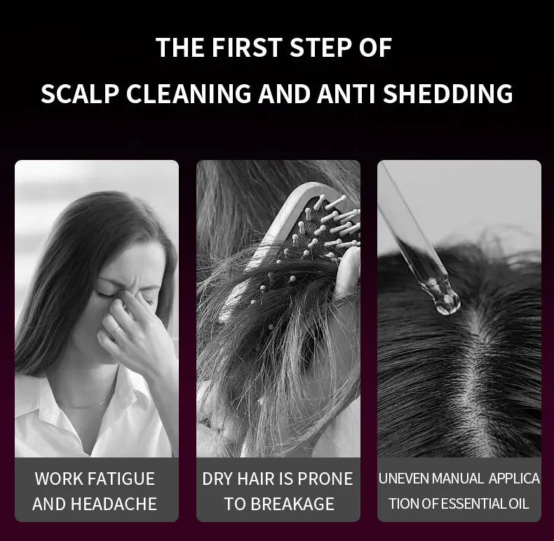 Peine de masaje con vibración eléctrica, terapia de luz roja, masaje para el crecimiento del cabello, cepillo para el cuero cabelludo, aplicador de aceite líquido anticaída, cuidado del cabello