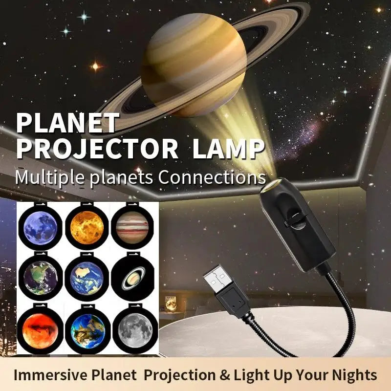 Lámpara de Proyección USB de 6-16 Pulgadas con Diseño de Luna y Tierra, Luz de Ambiente, Cielo Estrellado, Luz Nocturna Romántica para Dormitorio, Proyector de Galaxia