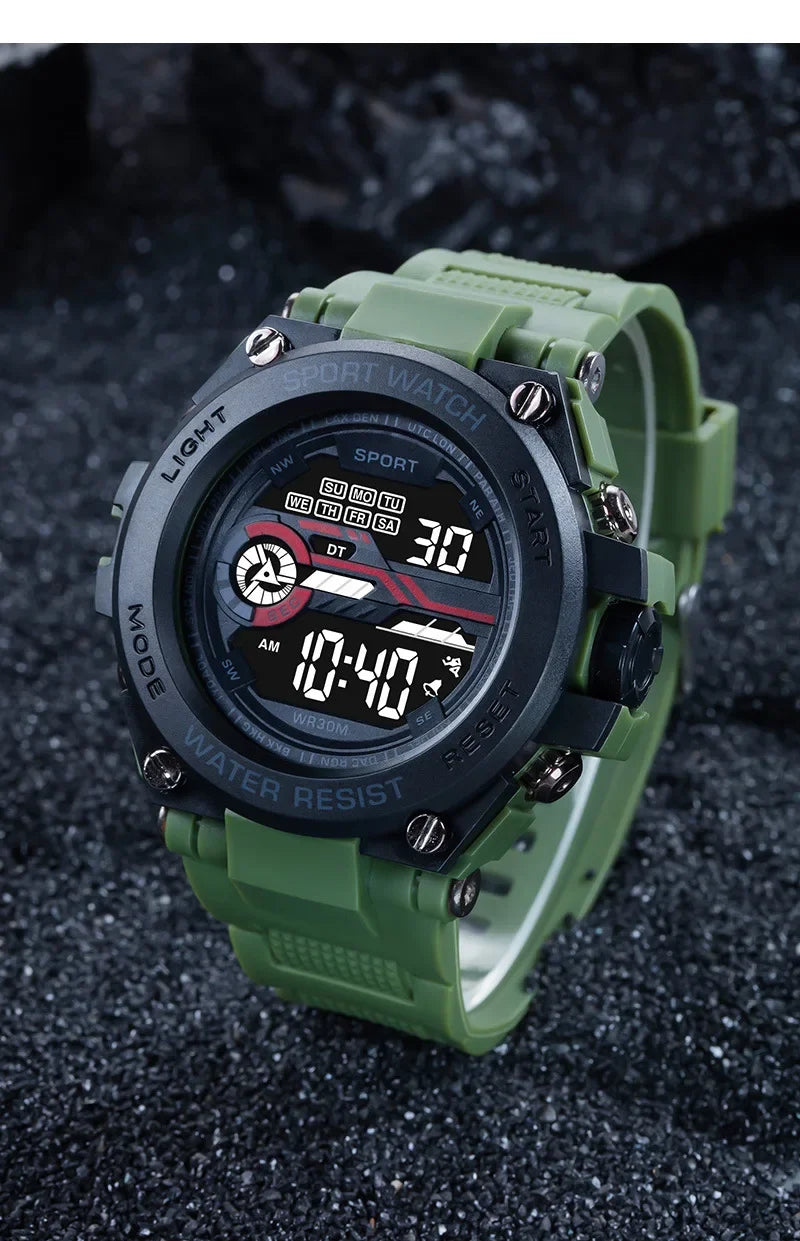 Reloj deportivo YIKAZE para hombre, relojes deportivos impermeables para hombre, reloj militar Digital LED multifunción, reloj despertador, reloj de pulsera electrónico