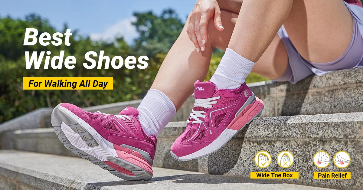 FitVille-zapatos para caminar Extra anchos para mujer, zapatillas ligeras de ancho para pie plano, fascitis Plantar, alivio del dolor en el talón