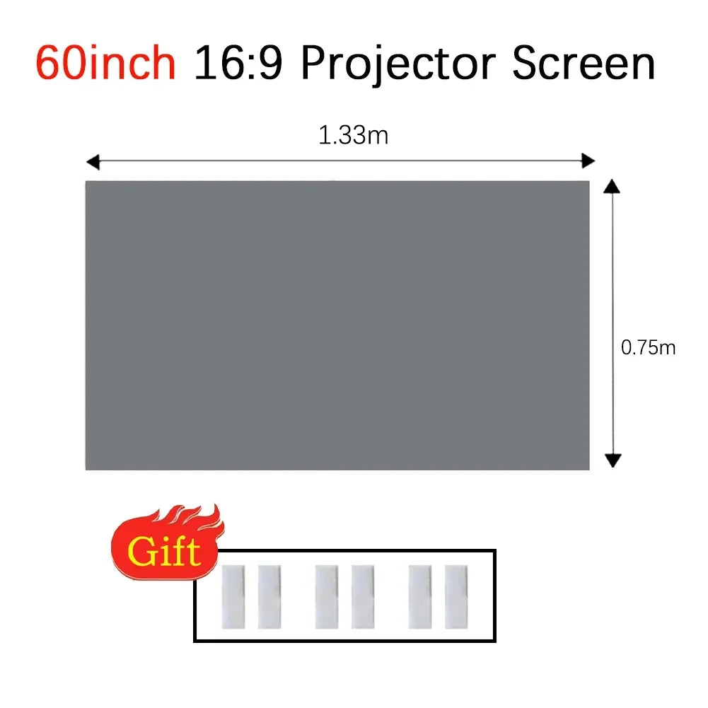 Pantalla de proyector plegable HD reflectante de alto brillo 60 100 120 pulgadas 16:9 pantalla de proyección de tela cortina de proyector para el hogar