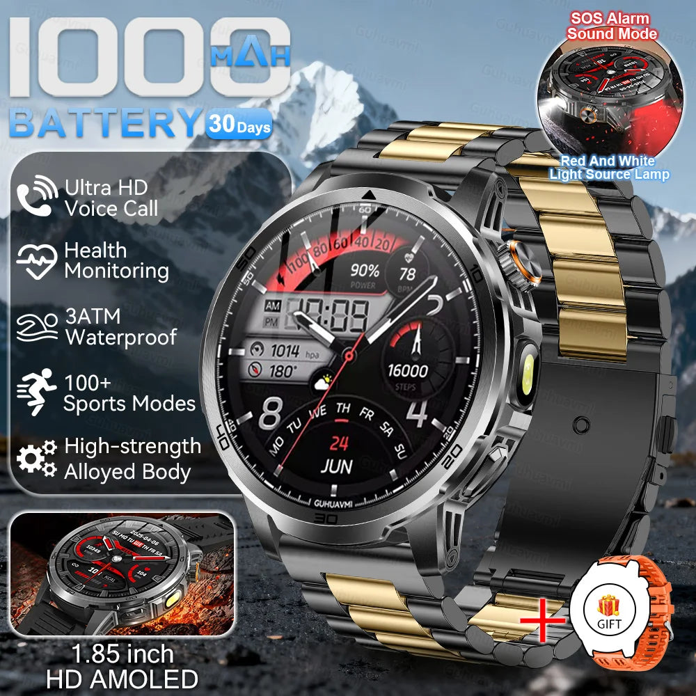 2026 militar t-rex 3 reloj inteligente reloj de Fitness hombres 466*466 pantalla AMOLED 1000mAh batería linterna llamada impermeable Smartwatchs