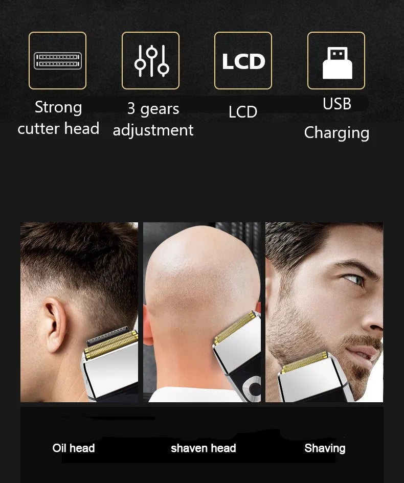 Cortadora de Pelo Recargable por USB para Hombre, Modelos KM-5027, KM-2028
