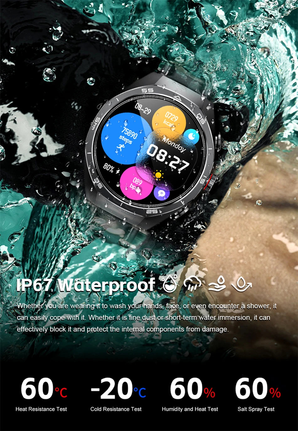 Smartwatch LIGE 2 en 1 con auriculares TWS, llamadas Bluetooth y monitor de salud