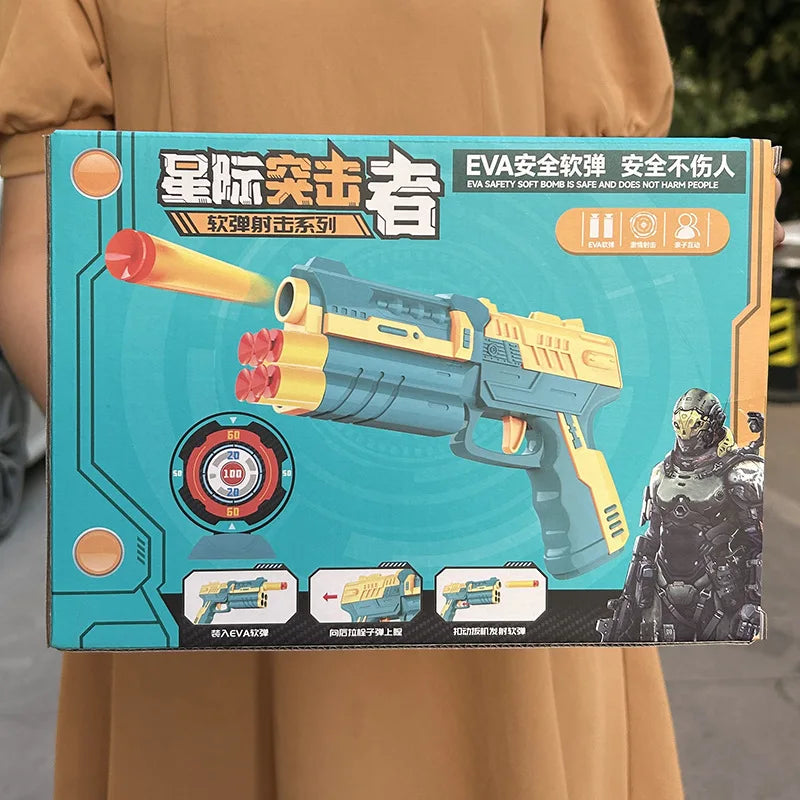 Juego de Pistolas de Juguete con Balas de Espuma Seguras, Divertido Juego de Disparos en Interiores y Exteriores, Pistola de Juguete Interactiva para Practicar Tiro al Blanco, Regalo