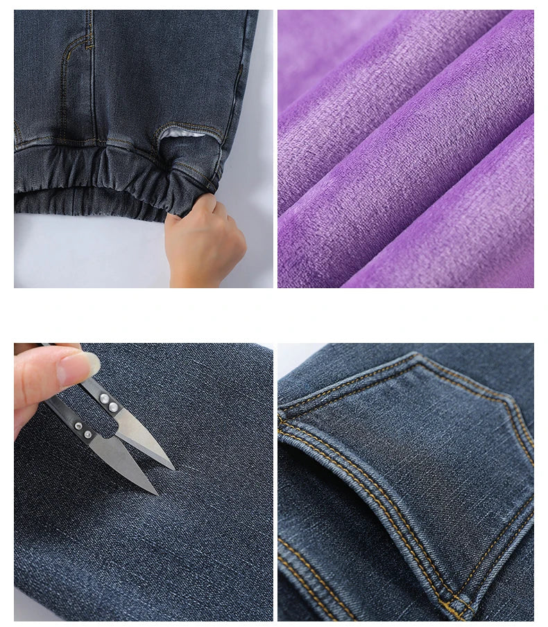 Pantalones Vaqueros de Invierno con Forro de Lana para Mujer