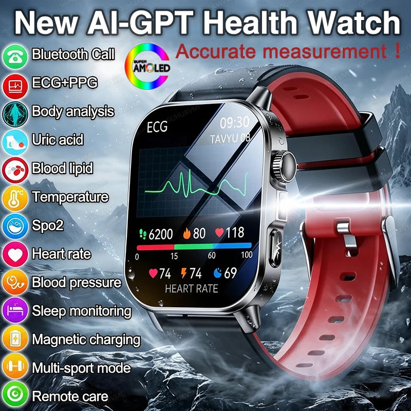 Reloj Inteligente con Diagnóstico ECG, Oxígeno en Sangre y Pantalla AMOLED