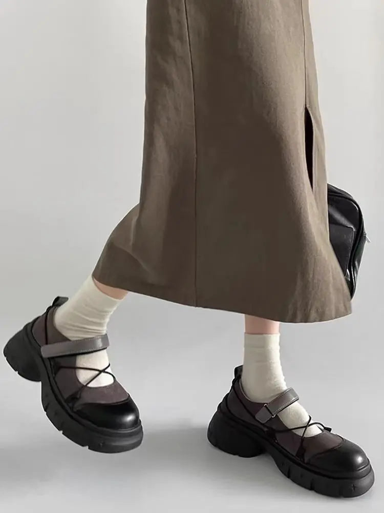 Mocasines Mary Jane con Plataforma para Mujer, Zapatos Casuales con Tacón Grueso y Correa Cruzada, Estilo Dulce y Moderno para Primavera, Citas Diarias y Fiestas