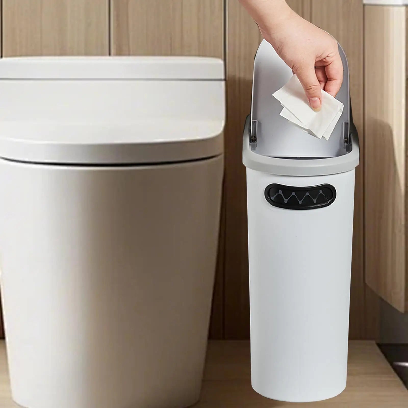 Cubo de basura nórdico para baño, cubo de basura Simple, fino y estrecho de 10L, papelera de cocina para oficina, estudio, hogar, sala de estar, garaje