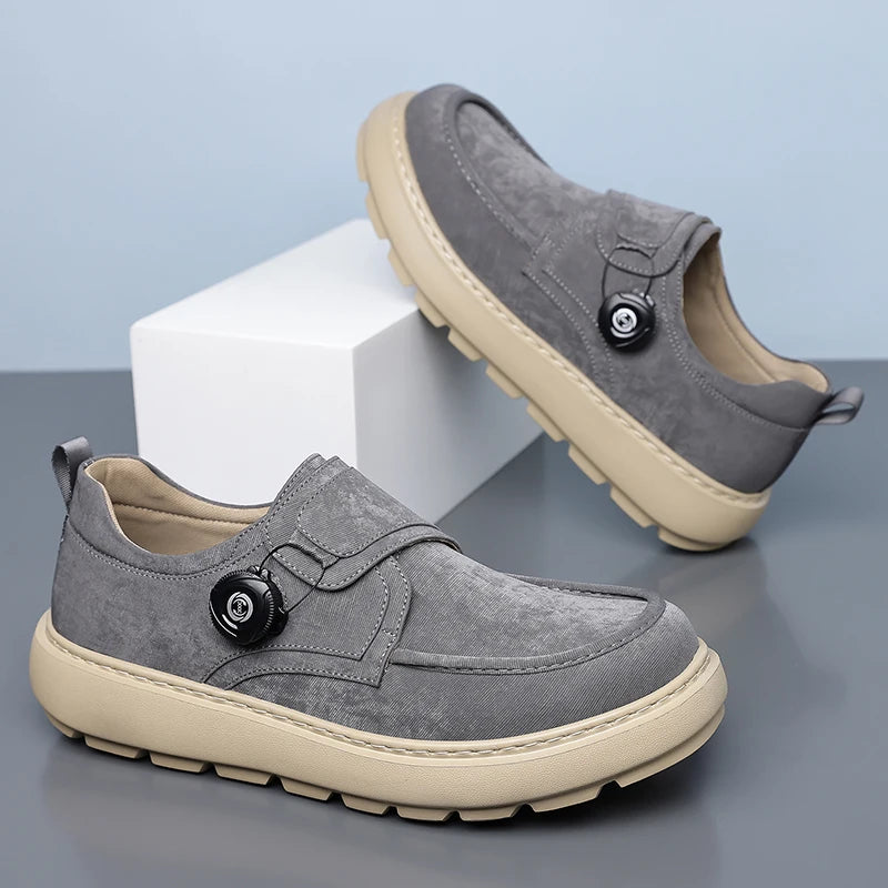 Mocasines para hombre con hebilla giratoria manos libres, transpirables y suela antideslizante