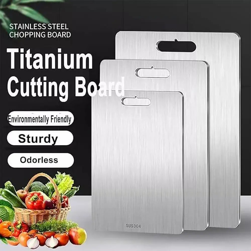 Tableros De Corte De La Cocina Para Placas De Acero Inoxidable 304 Antideslizante Espesado Doble Lado Food Grade Portátil Fruta Y Carne Grado Alimenticio Portátil Engrosado Duradero Antideslizante Ecológico Ligero
