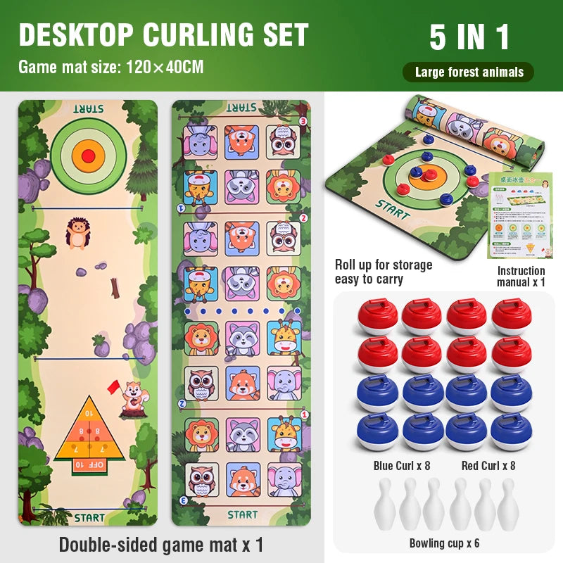 Juego de Mesa Curling 5 en 1 para Familia Hockey sobre Hielo
