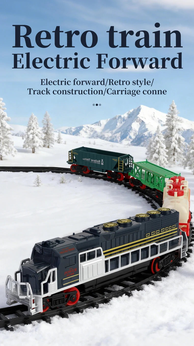 Tren Eléctrico de Juguete Vintage con Luces LED y Sonido para Niños