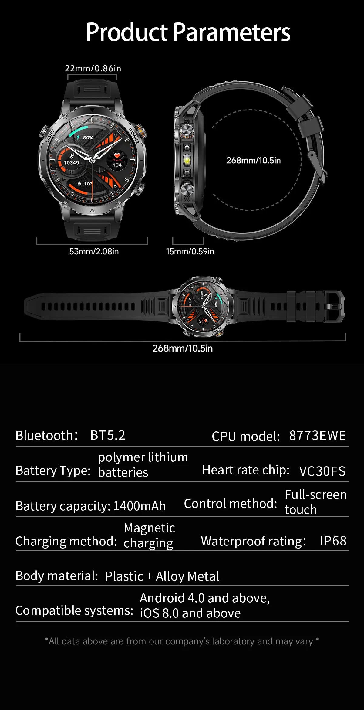 Reloj Inteligente TANK Ultra 1400mAh Militar
