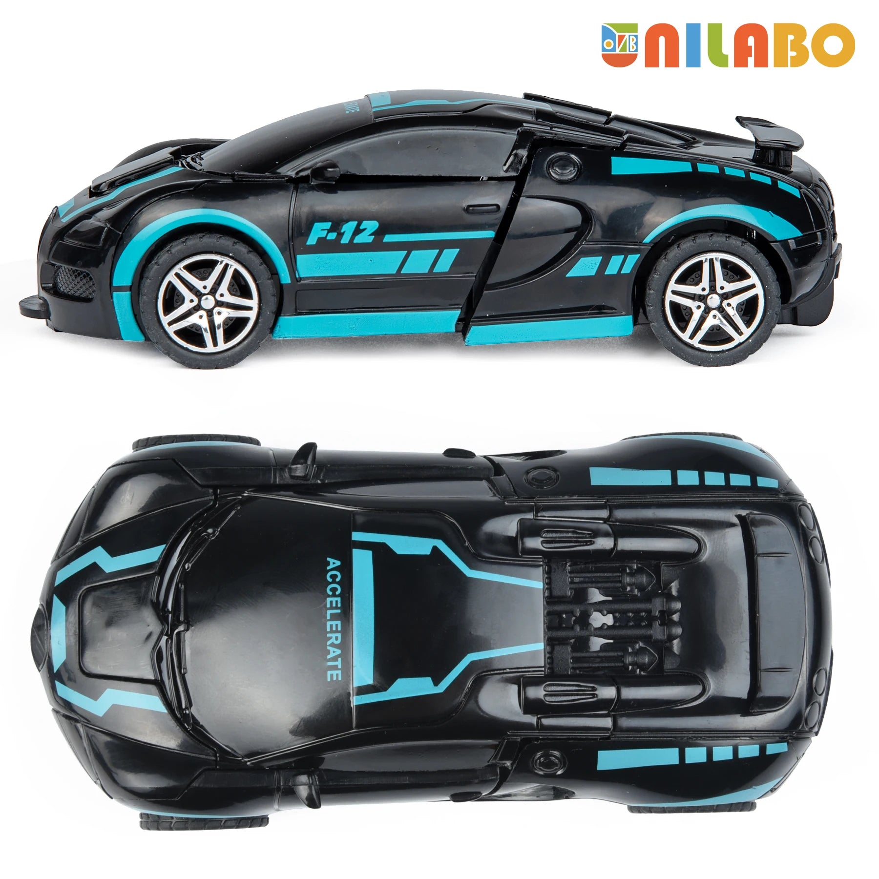 Coche robot transformable sin baterías, juguete educativo colorido para niños