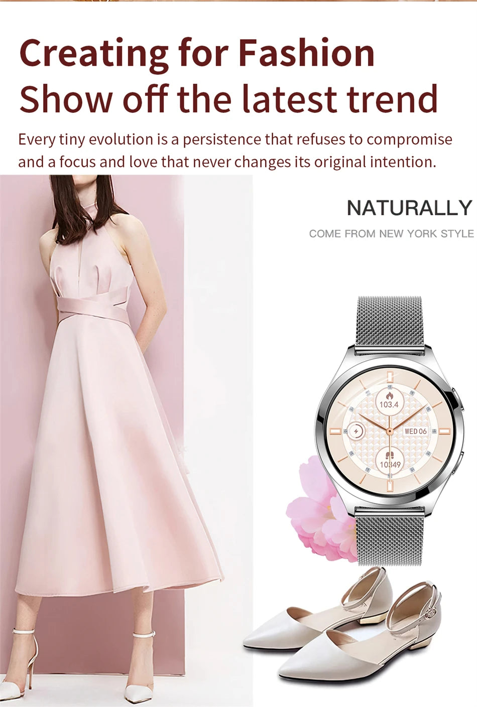 Smartwatch LIGE para mujer con pantalla HD 1,27" y monitor de salud