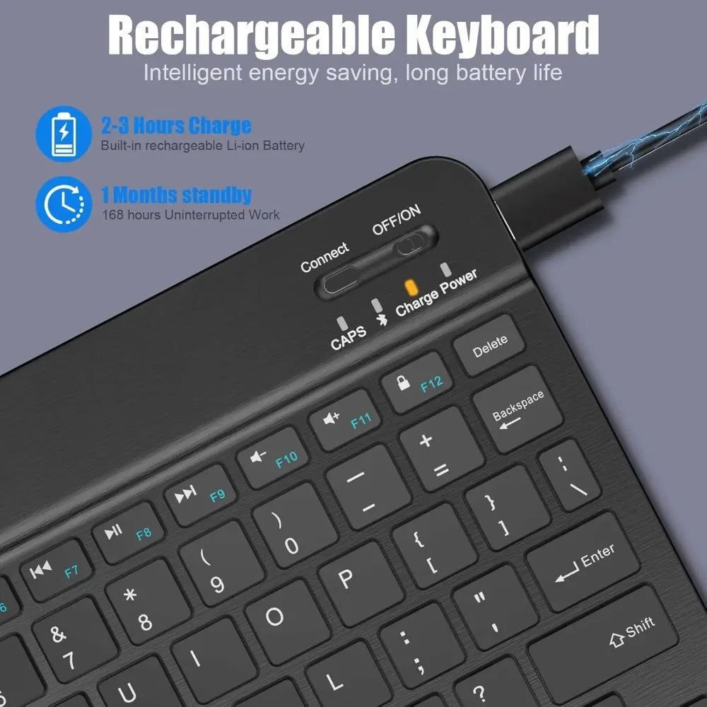 Teclado Bluetooth para iPad de 10.ª Generación, iPad Pro 13, 12, 11, 10, 9, 8, 7 Pulgadas, iPad Air 13, iPad de 11.ª Generación, iPad Mini, Tablets Samsung y Xiaomi