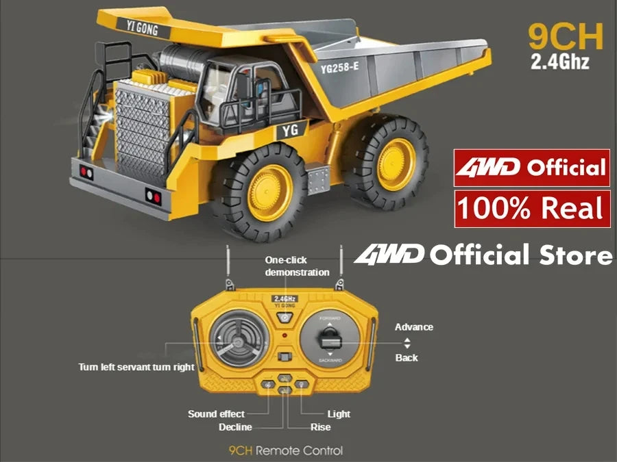 Excavadora, Volquete y Bulldozer RC 4WD con Control Remoto, Vehículos de Construcción