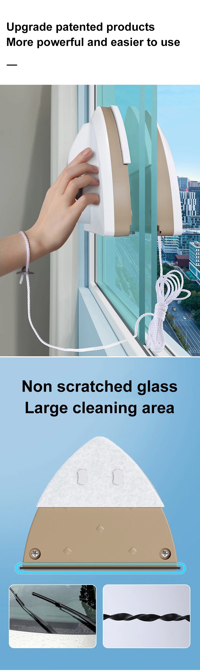 Nueva herramienta magnética de limpieza de ventanas de vidrio, limpiaparabrisas de doble capa con descarga de agua, limpiador de ventanas especial para el hogar