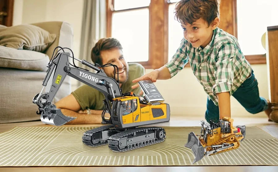 Excavadora, Volquete y Bulldozer RC 4WD con Control Remoto, Vehículos de Construcción