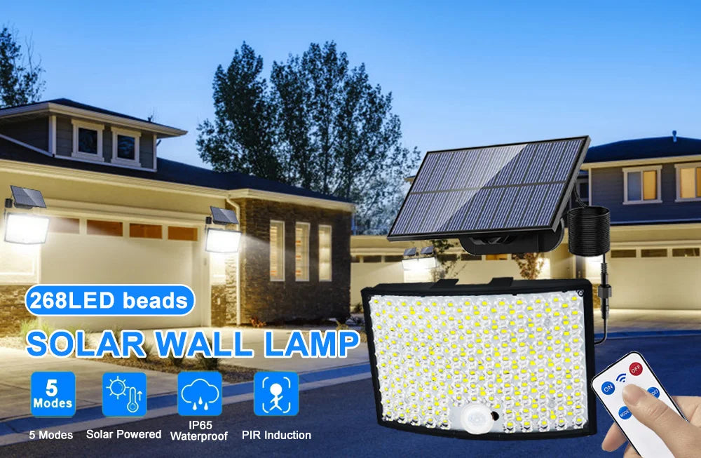 Lámpara Solar LED con Sensor de Movimiento para Jardín y Exterior