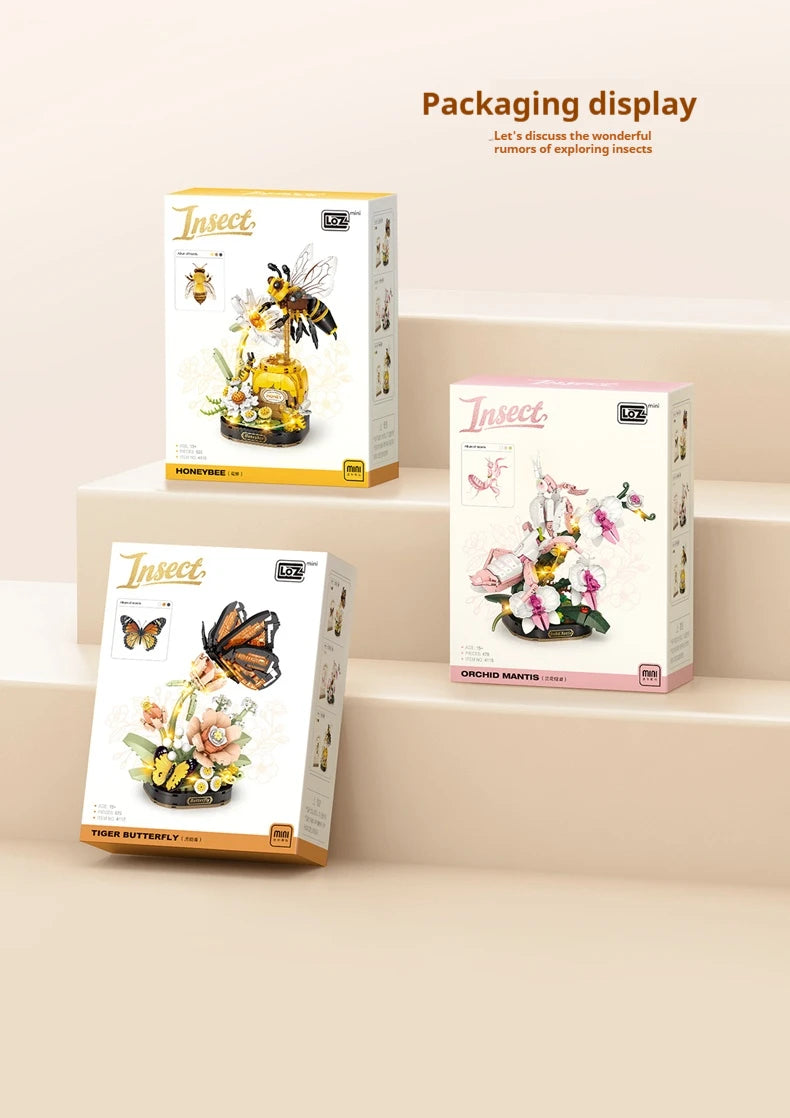 Bloques de Construcción de la Serie de Insectos Brillantes LOZ, Mini Modelo DIY, Decoración para el Hogar, Regalo de Cumpleaños para Adultos
