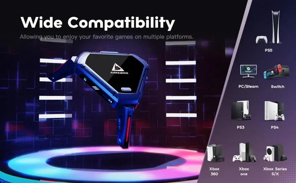 Adaptador de Teclado y Ratón AIMZENIX AX600 MONSTER para PS5/PS4/Xbox Series X | S/Xbox One/Switch - Compatible con auriculares de 3.5mm y dispositivos móviles