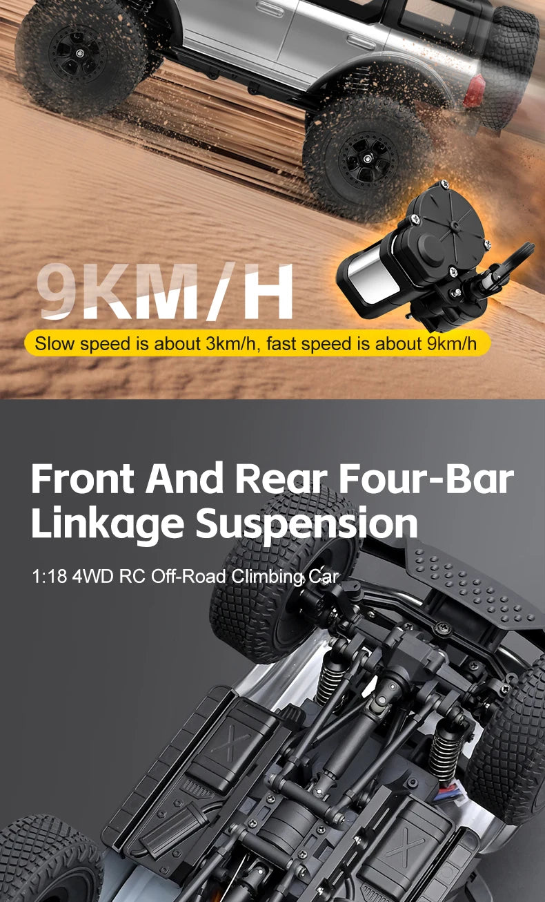 WLtoys 184023 1:18 Vehículo Todoterreno 4WD, Auto RC 2.4G RTR, Crawler Eléctrico a Control Remoto con Luces LED, Juguetes para Niños