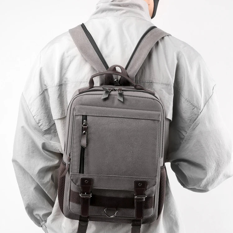 Mochila Retro de Lona Multifuncional para Senderismo