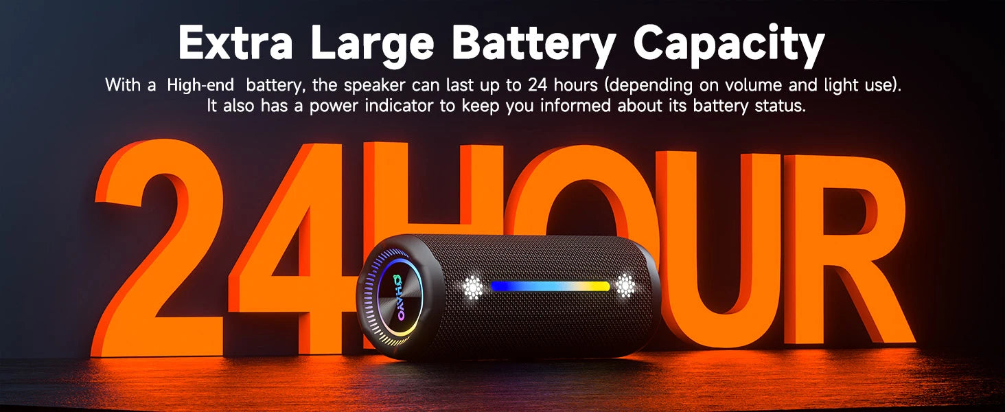 Altavoz Bluetooth, Altavoces portátiles con audio inmersivo, Luces LED, Tiempo de reproducción 24H, Bluetooth 5.3, Soporte TWS TF USB, Resistente al agua