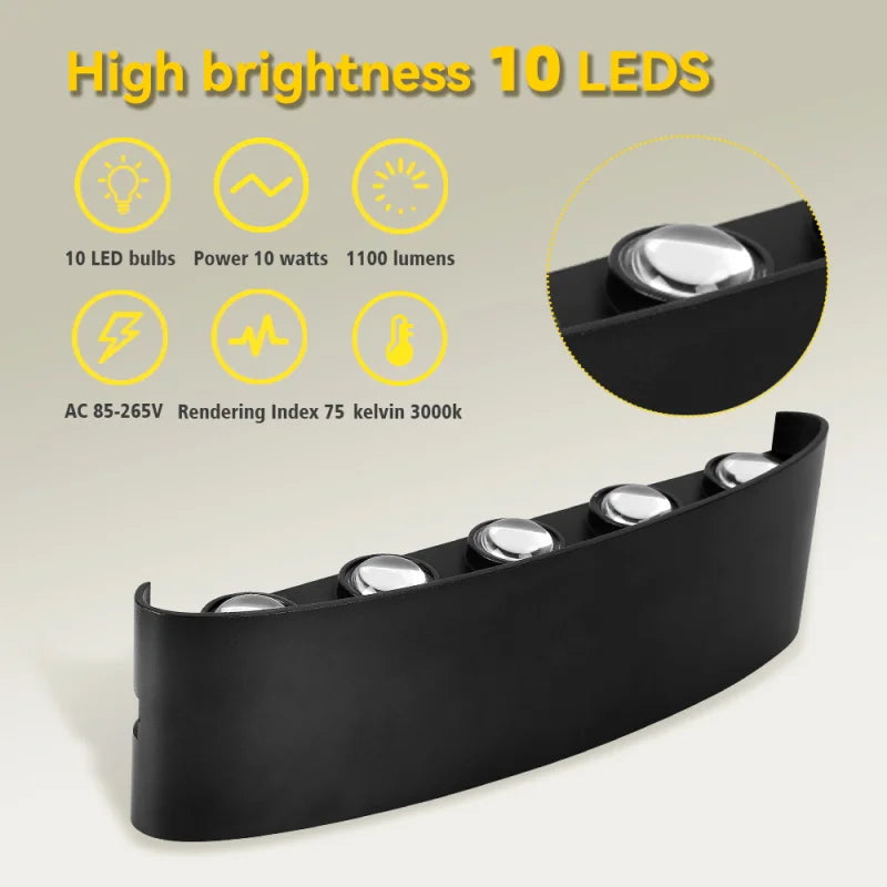 Led Wall Lamp Lámpara led de pared para exteriores, aplique pared, candelabros impermeables, luz led pared, AC85-265V para decoración interior del hogar, lampara pared dormitorio, sala de estar