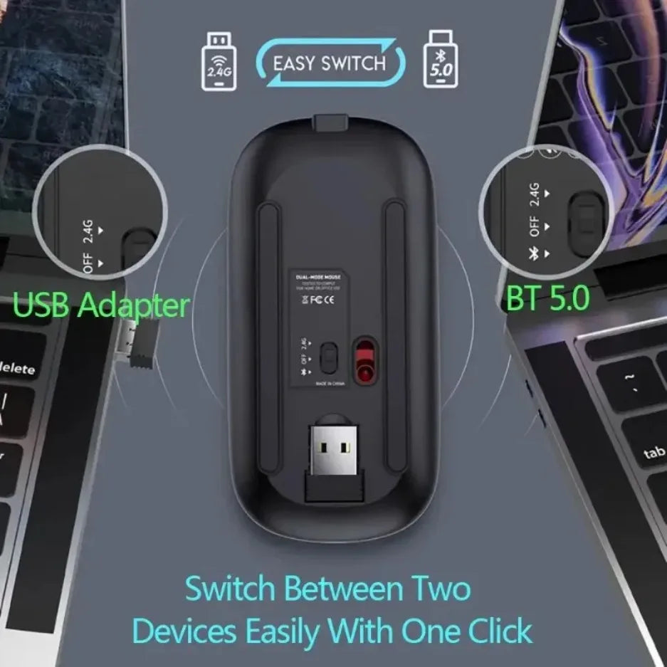 Nuevo ratón inalámbrico Bluetooth, ratón óptico recargable USB para ordenador, portátil, PC, Macbook, ratón para juegos, Gamer, 2,4 GHz, 1600DPI