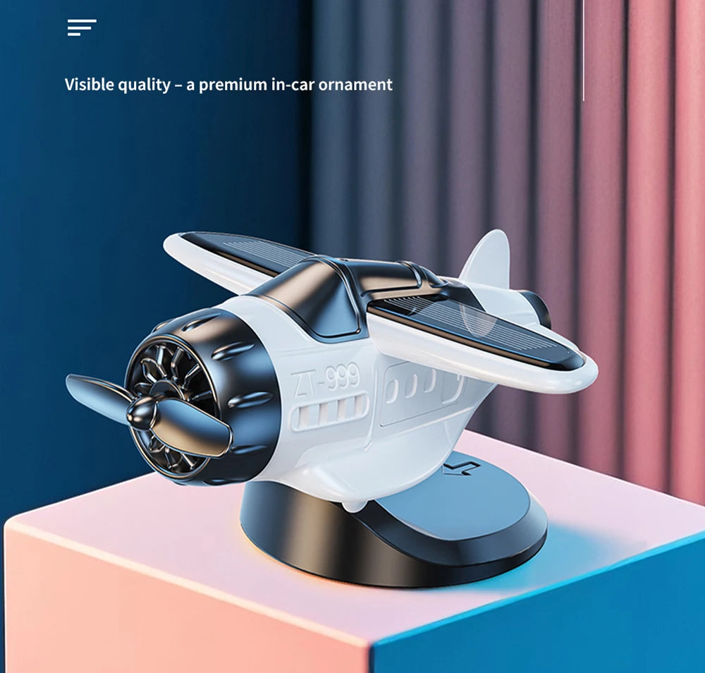 Mini avión con energía Solar, fragancia sólida, consola central para coche, adorno para salpicadero 360 °   Aire más fresco giratorio para aviones creativos