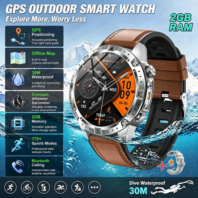Reloj Inteligente con GPS, Mapa Offline, Linterna y 170 Deportes